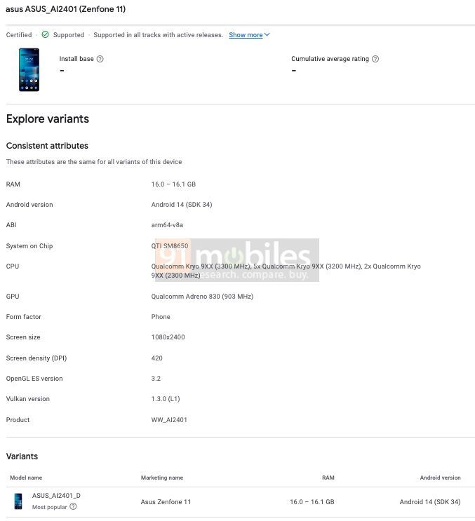 Zenfone 11 Play Console Listed Image